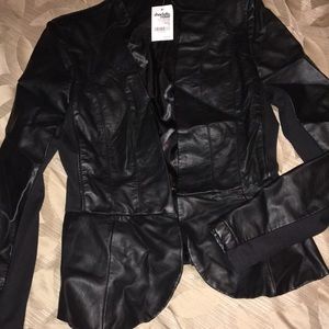Black leather blazer